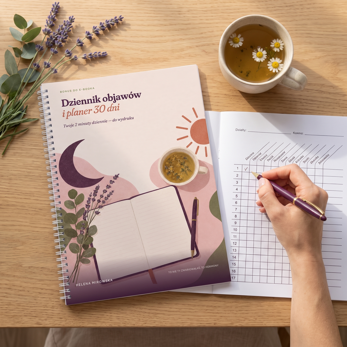 Wydrukowany Dziennik objawów i planer 30 dni — gratis